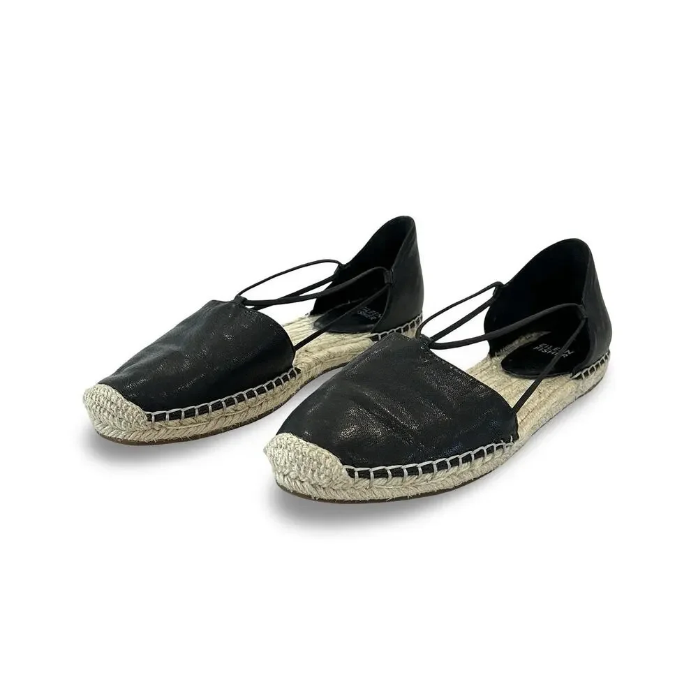 Eileen Fisher Lee Espadrille Flats Sandals Womens Size 9 Black Leather